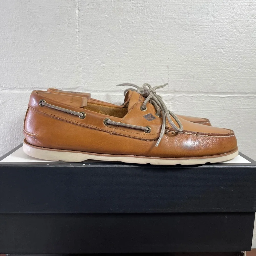 Sperry Top Sider STS12002 Brown Leather Boat Shoes Lace Up Men's Size 13 M